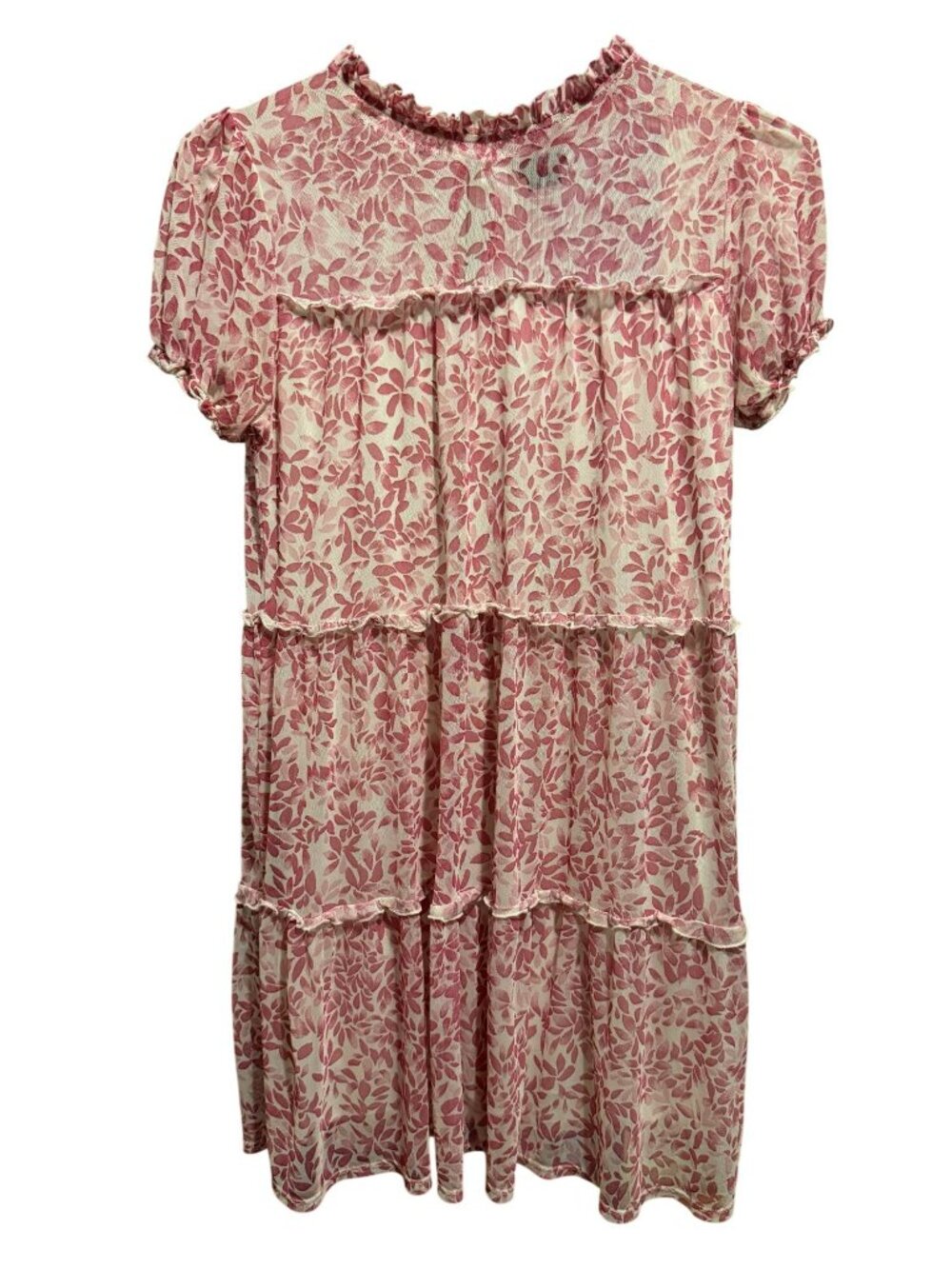 Kate & Lily Tiered Ruffled Babydoll Dress Sz 8 Rose Pink White Lined Fairycore